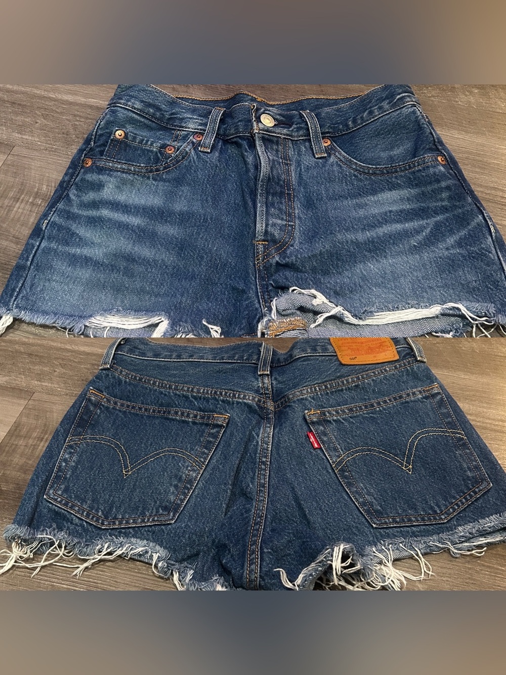 Levi's 501 Distressed Cutoff Denim Shorts in Dark Wash